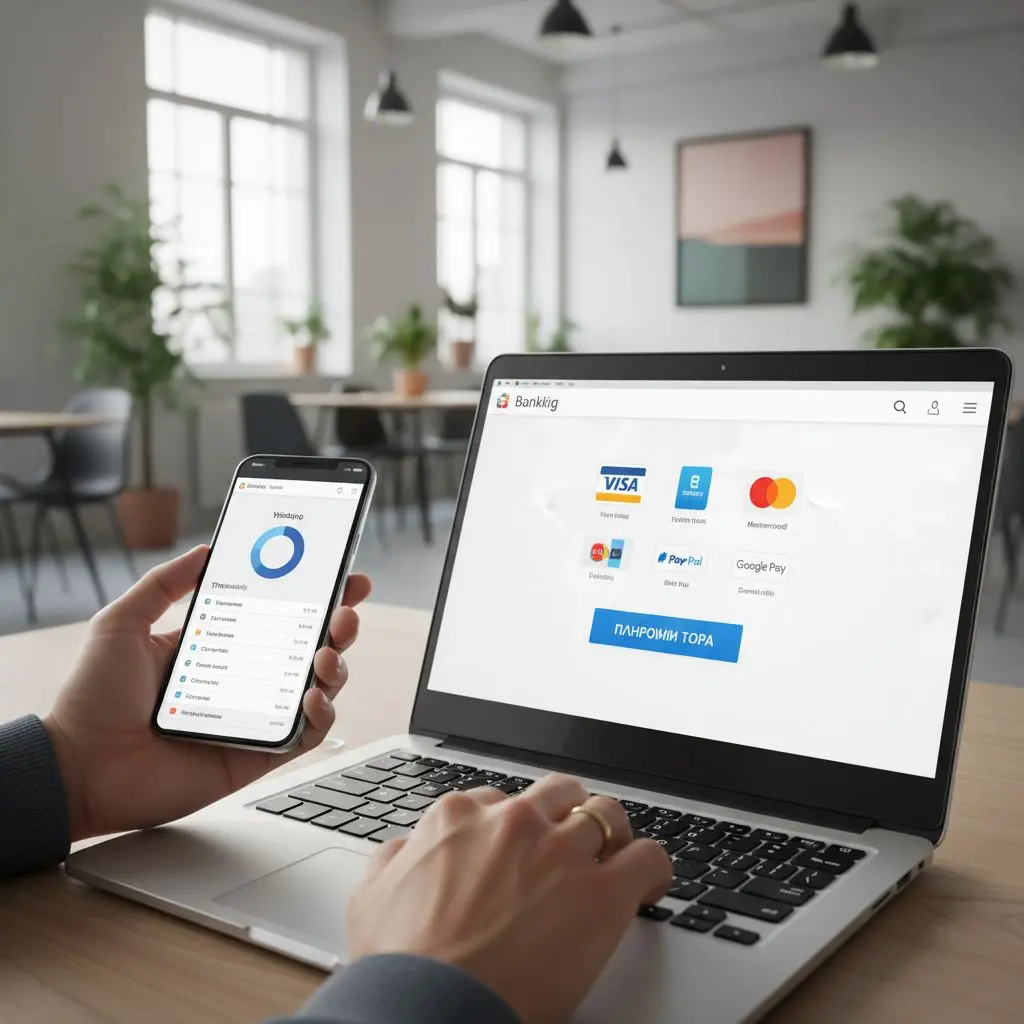 Χρήστης laptop εκτελεί online ανάληψη σε Bwin με κάρτες και e-wallet