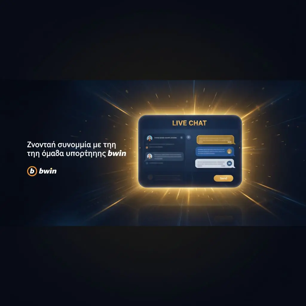 Banner άμεσης υποστήριξης με live chat της bwin σε iGaming περιβάλλον.