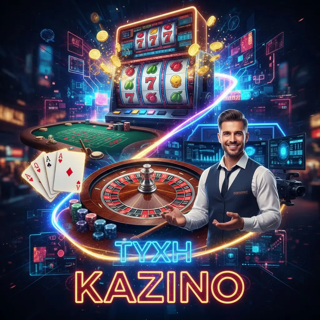 Συνδυαστικό κολάζ με slots, ρουλέτα, poker και live casino dealers